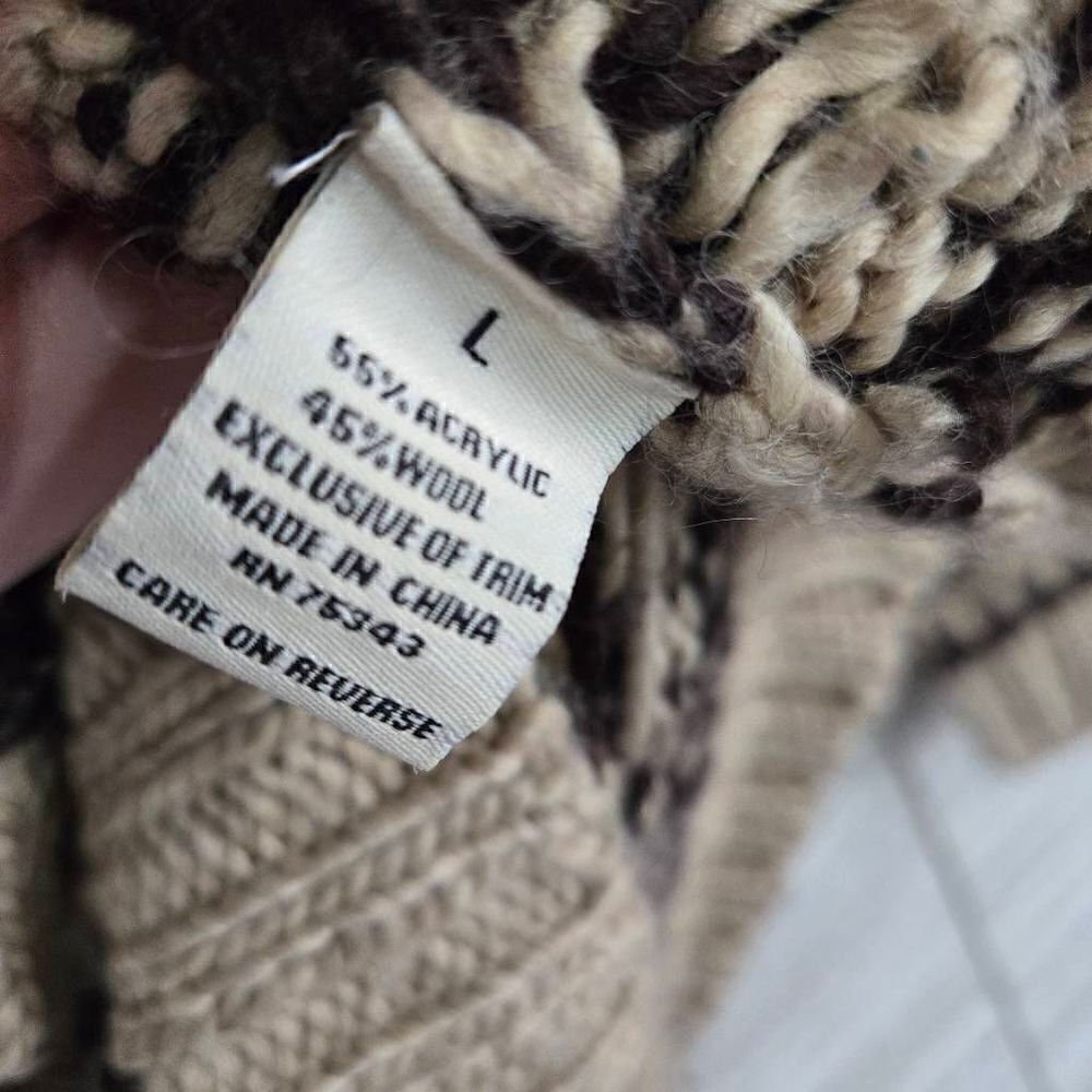 Kenji Handknit Wool Blend Hooded Fur Sweater Womens SZ L - Picture 3 of 7